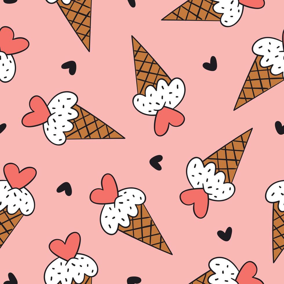 Ice Cream Pattern Love Ice Cream Background vector