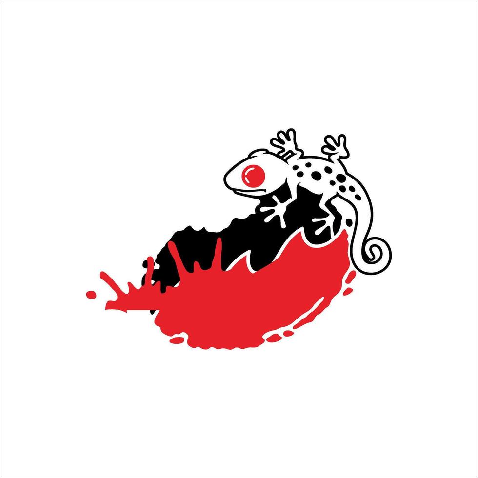 A gecko on a rock as the red water comes in vector