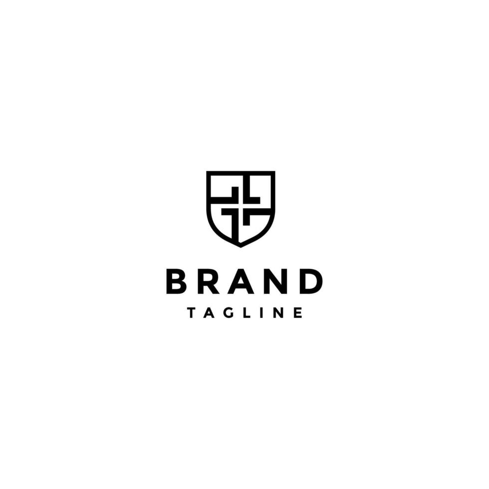 Shield With Initial Letter LLLL Inside Logo Design. Initial Letter L Spins Inside the Shield Logo Design. vector