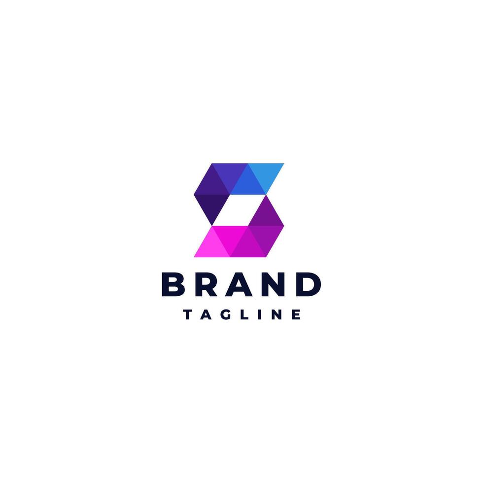 Simple Letter S Mosaic Triangle Logo Design. Colorful Mosaic Triangle Initial Letter S Logo Design. vector