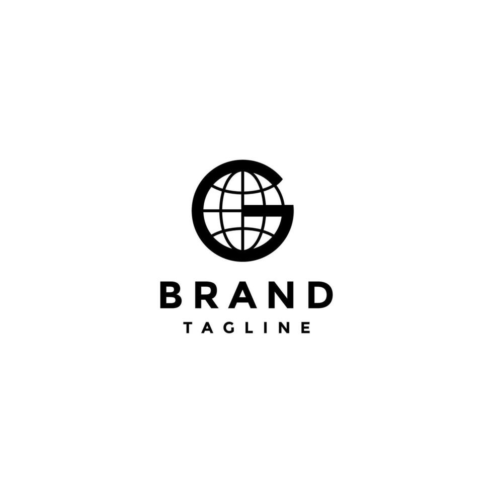 Simple Initial Letter G Globe Logo Design. Globe Icon Inside Initial Letter G Logo Design. vector