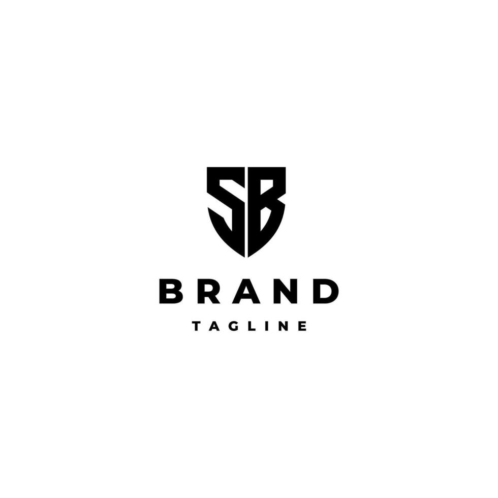 Initial Letter S and B Shaped Shield Logo Design. Simple Initial SB Letter Shield Symbol Design. vector