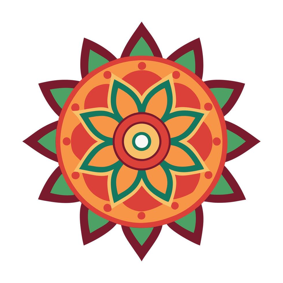 A red and green flower with a white center vector