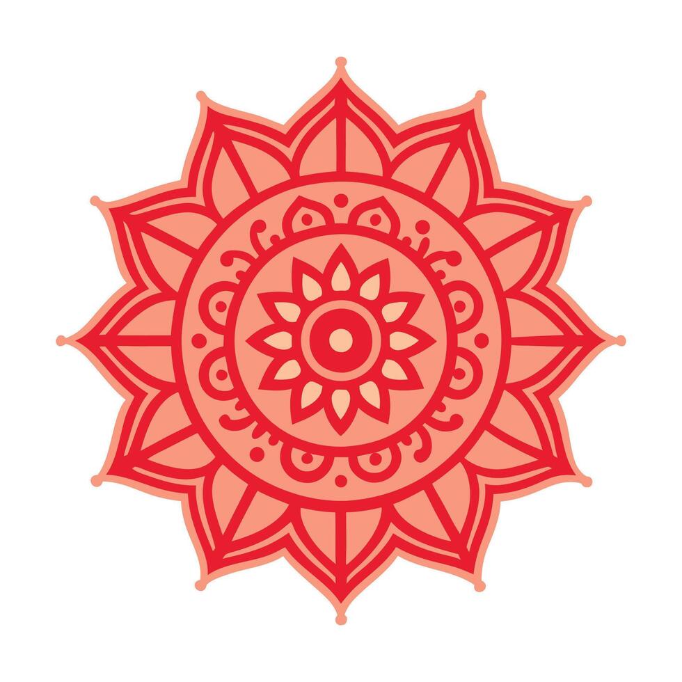 A red and orange flower with a circular design vector