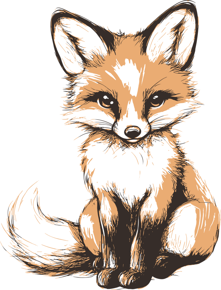 A drawing of a fox sitting down png