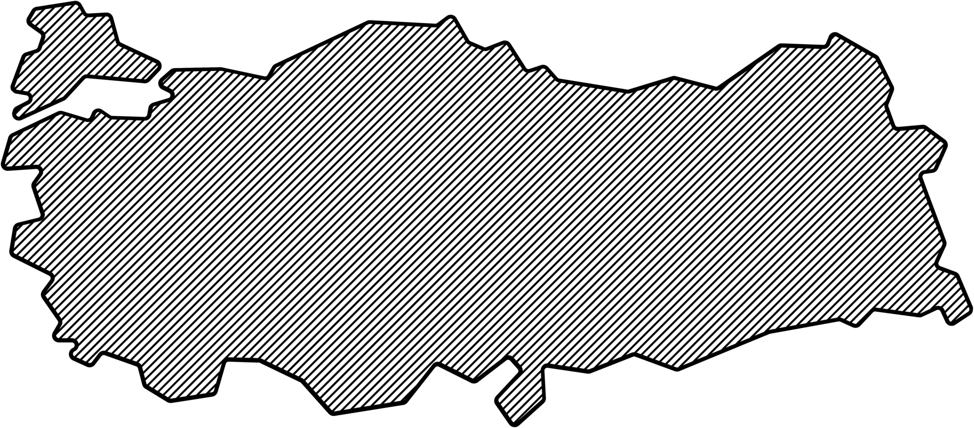 hatch line drawing of turkey map. png