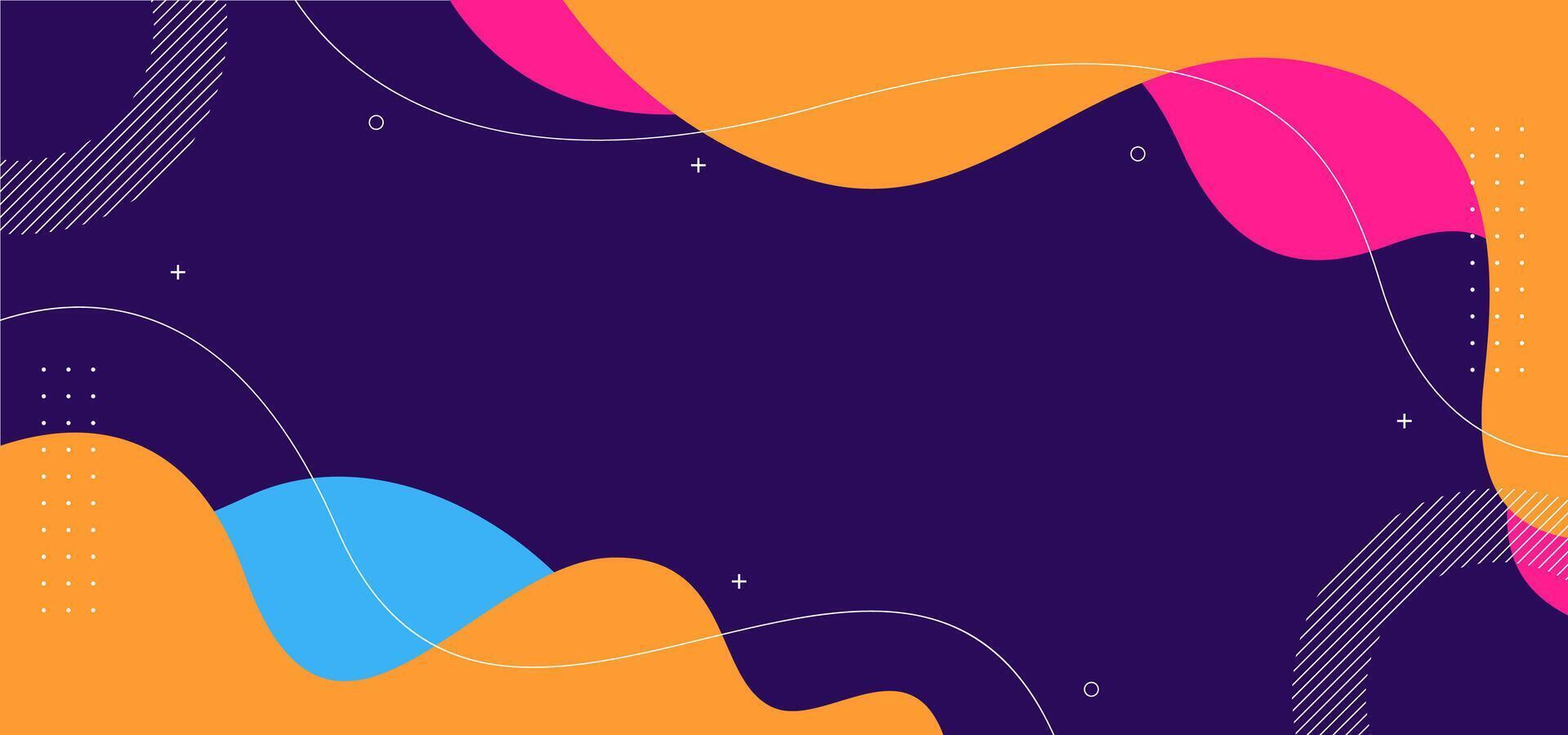 A colorful background with a purple wave and orange and blue swirls vector