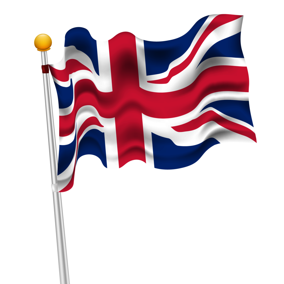 England Waving Flag with Flagpole png