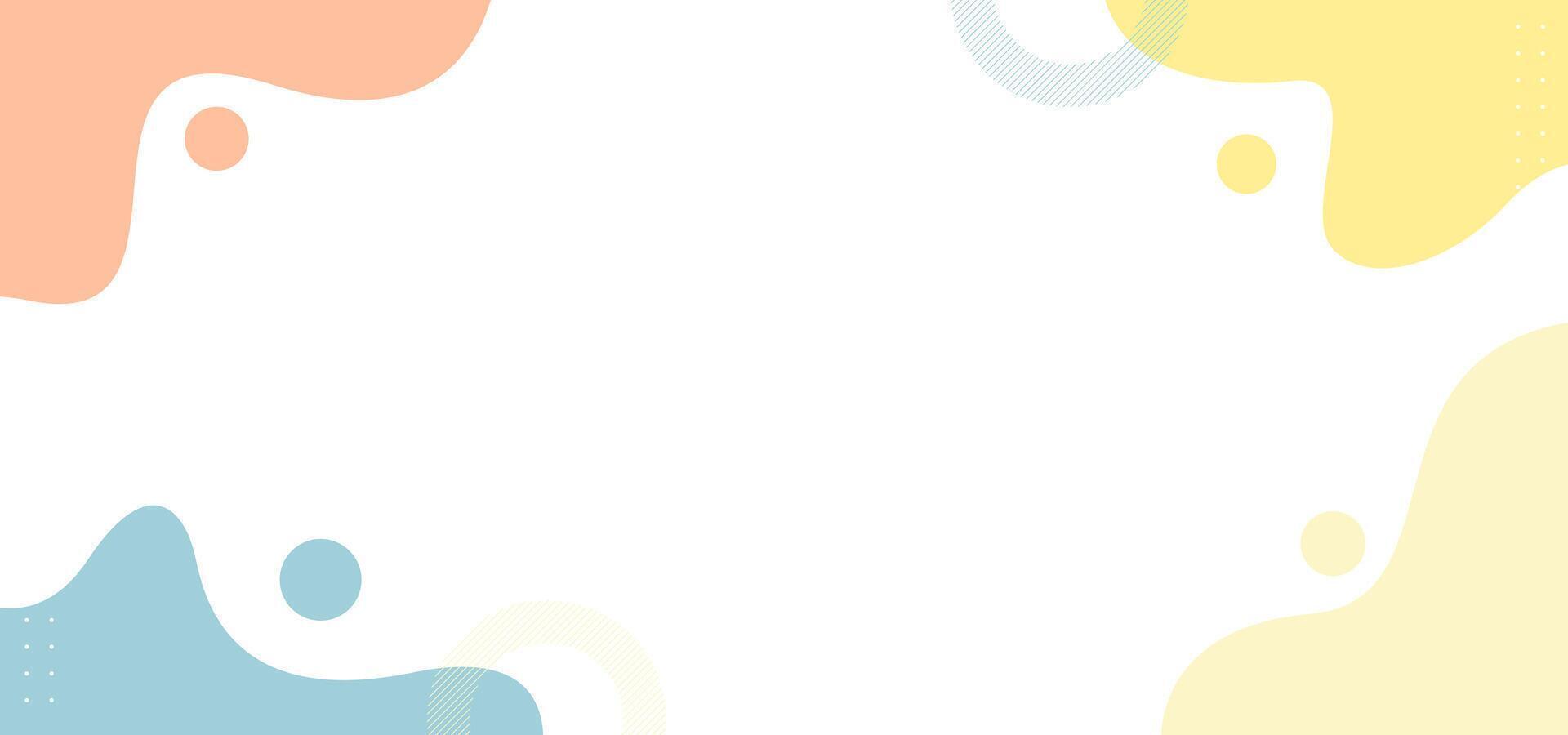 A colorful background with circles and waves. The background is white and the colors are blue, yellow and orange vector
