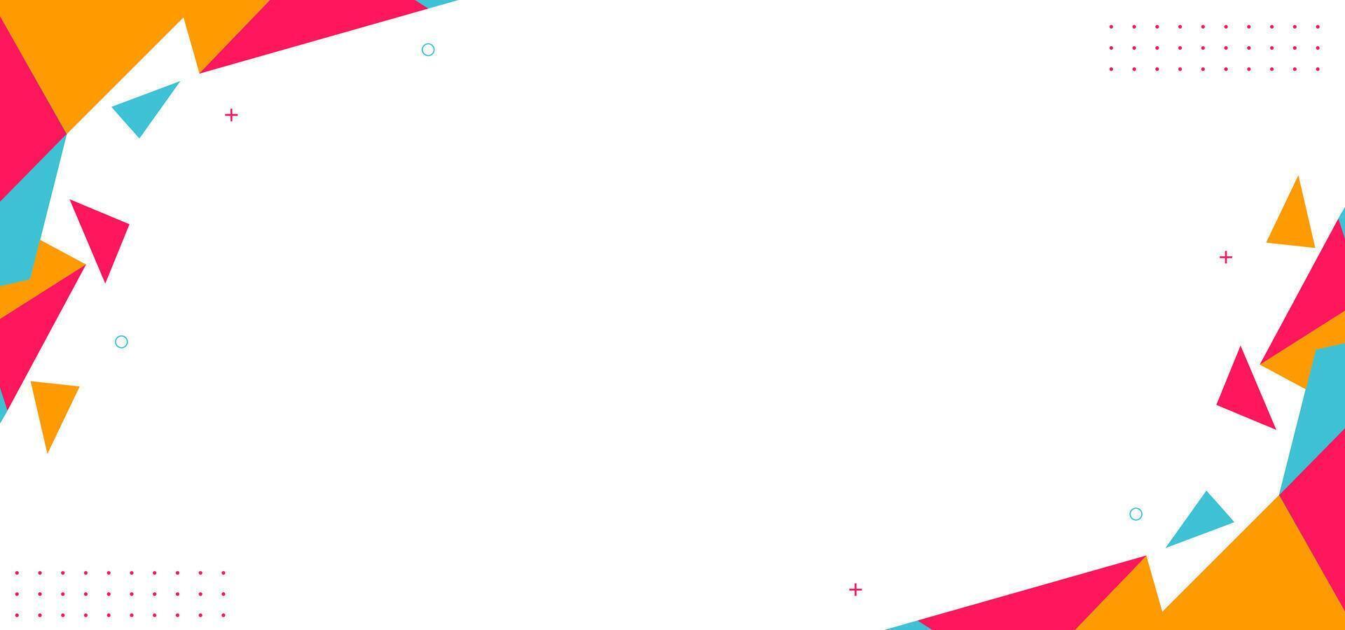 A colorful background with triangles and dots. The background is white and the triangles are in different colors vector