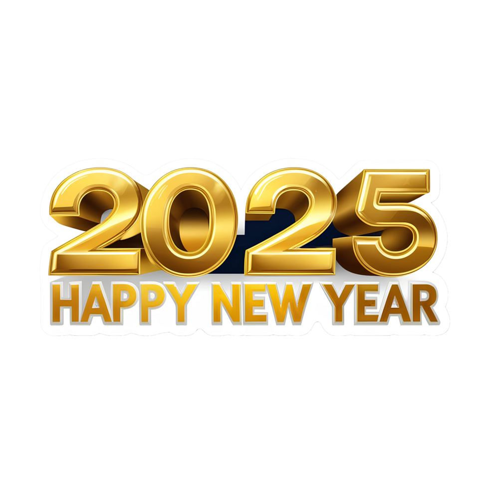2025 Happy New Year Golden 3d Texting png