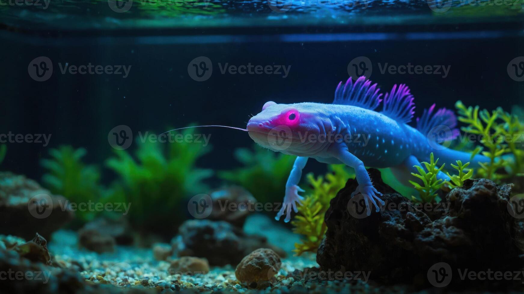 A colorful aquatic scene featuring a unique amphibian in a vibrant underwater environment. photo