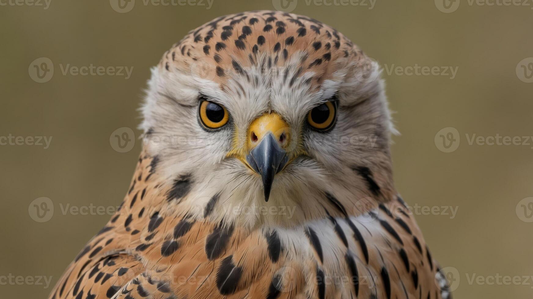 A close-up of a hawk, showcasing its sharp features and intense gaze. photo