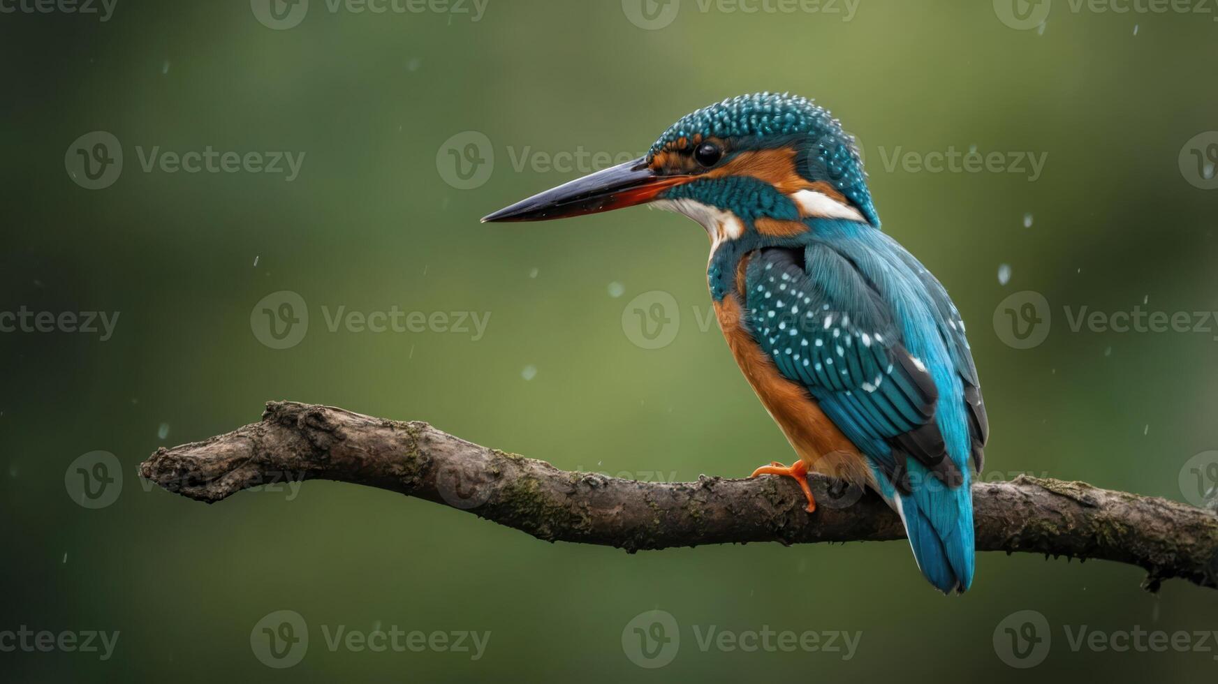 A colorful kingfisher perched on a branch in a serene natural setting. photo
