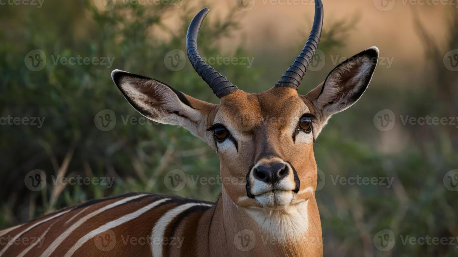 A close-up of an antelope showcasing its distinctive features and surroundings. photo