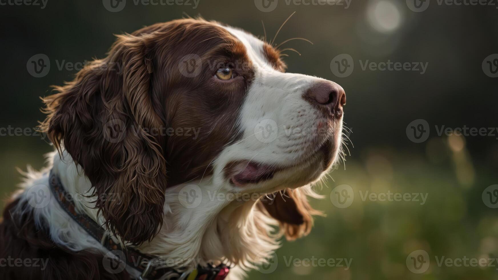 A close-up portrait of a dog in a natural setting, showcasing its expressive features. photo