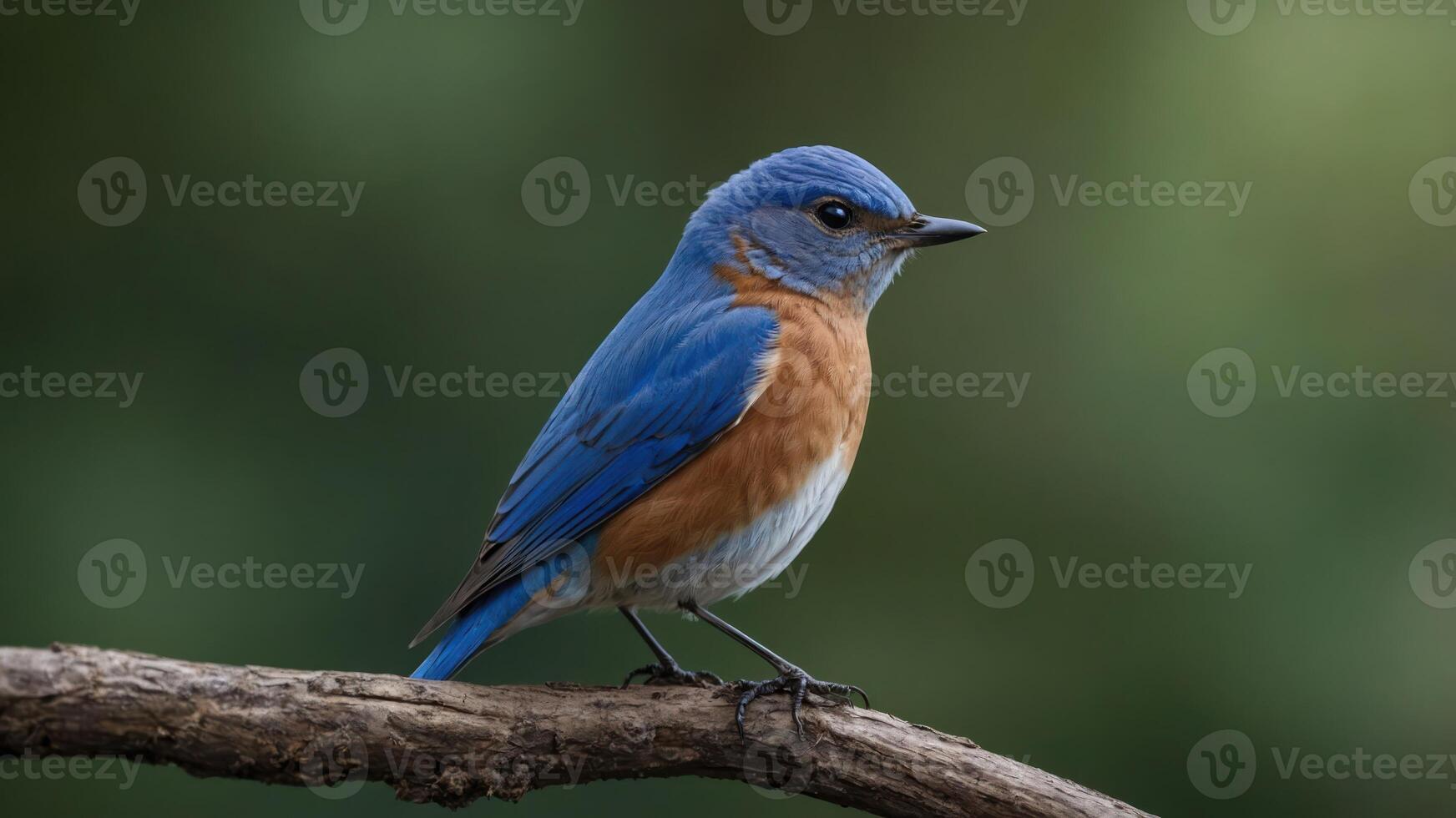 A bluebird perched on a branch, showcasing its vibrant plumage against a blurred background. photo