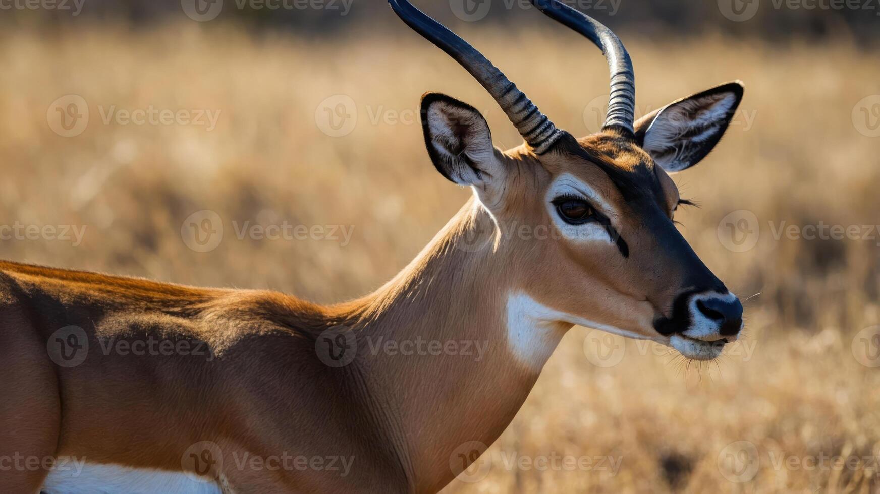A close-up of an antelope in a grassy field, showcasing its features and habitat. photo