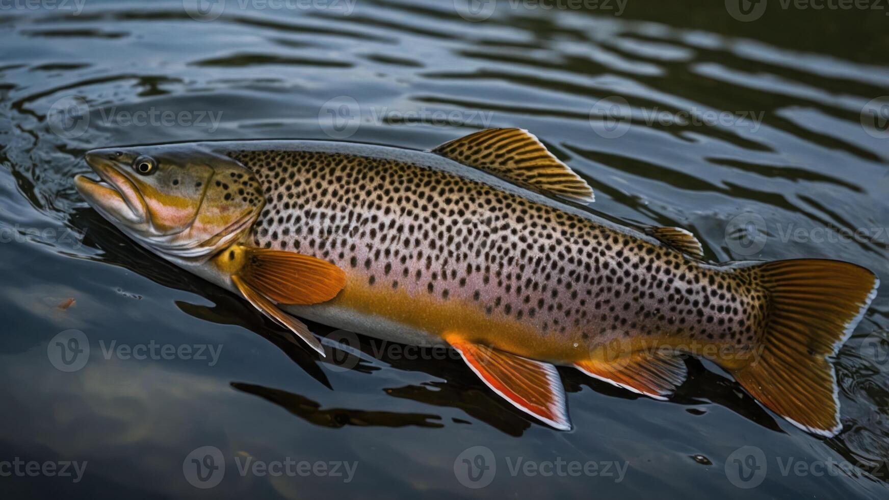 A trout swimming in water, showcasing its vibrant colors and patterns. photo