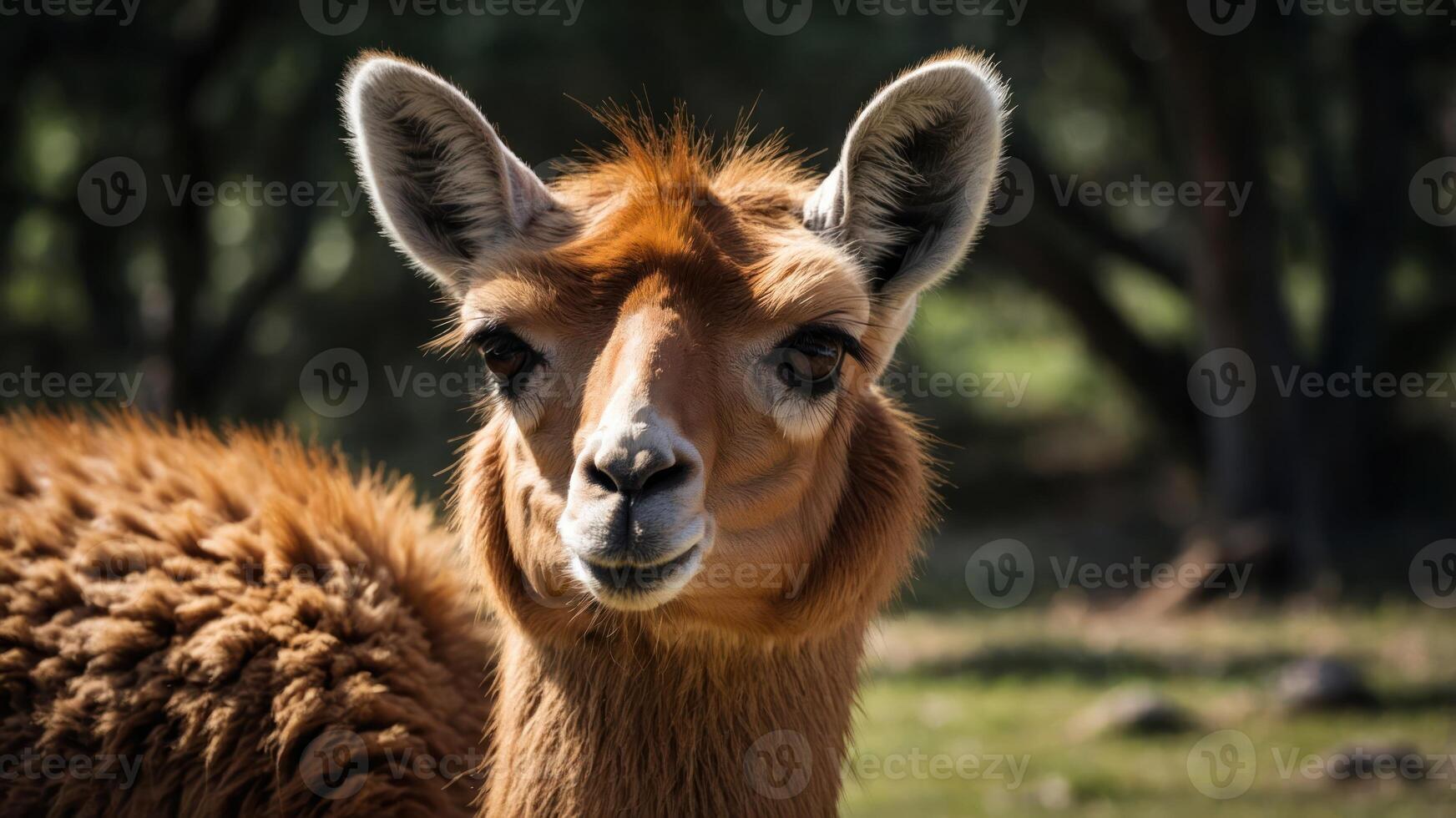 A close-up of a charming animal with a soft, fluffy coat in a natural setting. photo