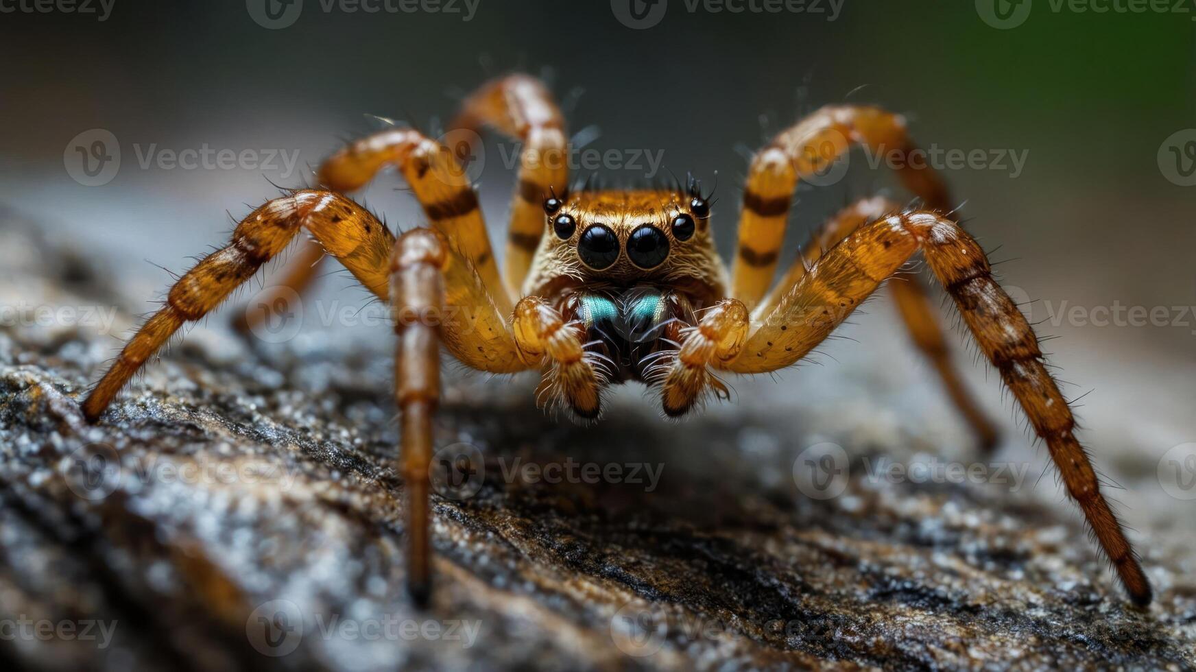 A close-up of a spider showcasing its intricate details and vibrant colors. photo