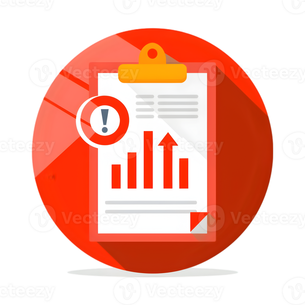 A red button with a chart and a red circle png