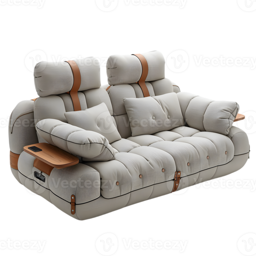 A couch with two pillows and a remote control png