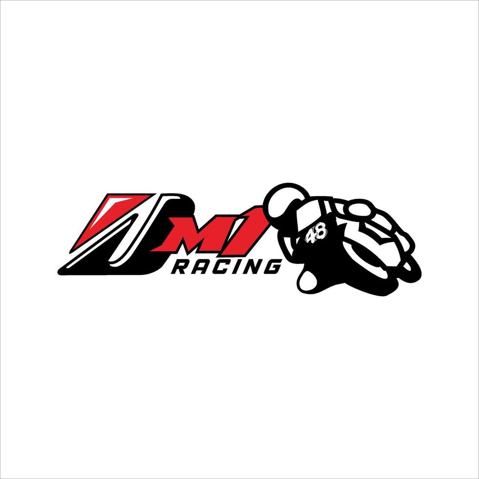 Illustration of a motorcycle racer with the words DM1 Racing vector