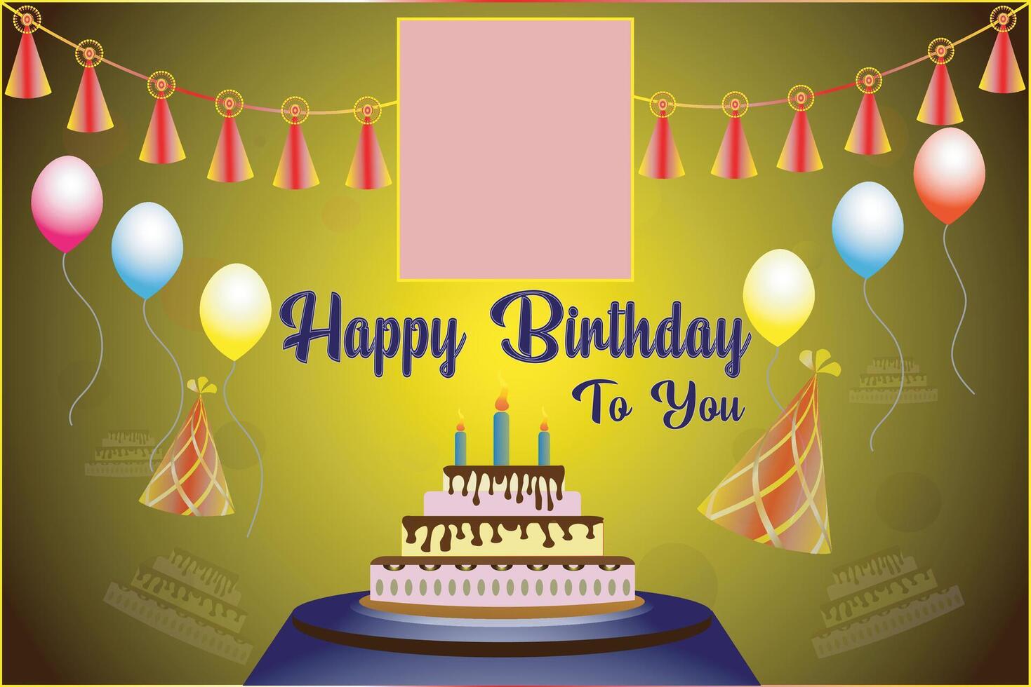 Happy birthday celebration, card design template. greeting cards with helium balloons, vector
