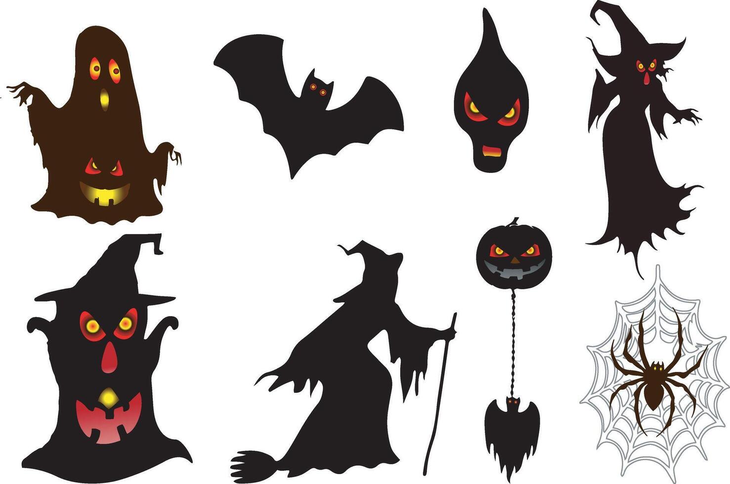 Halloween festival day creepy icon set with illustration vector
