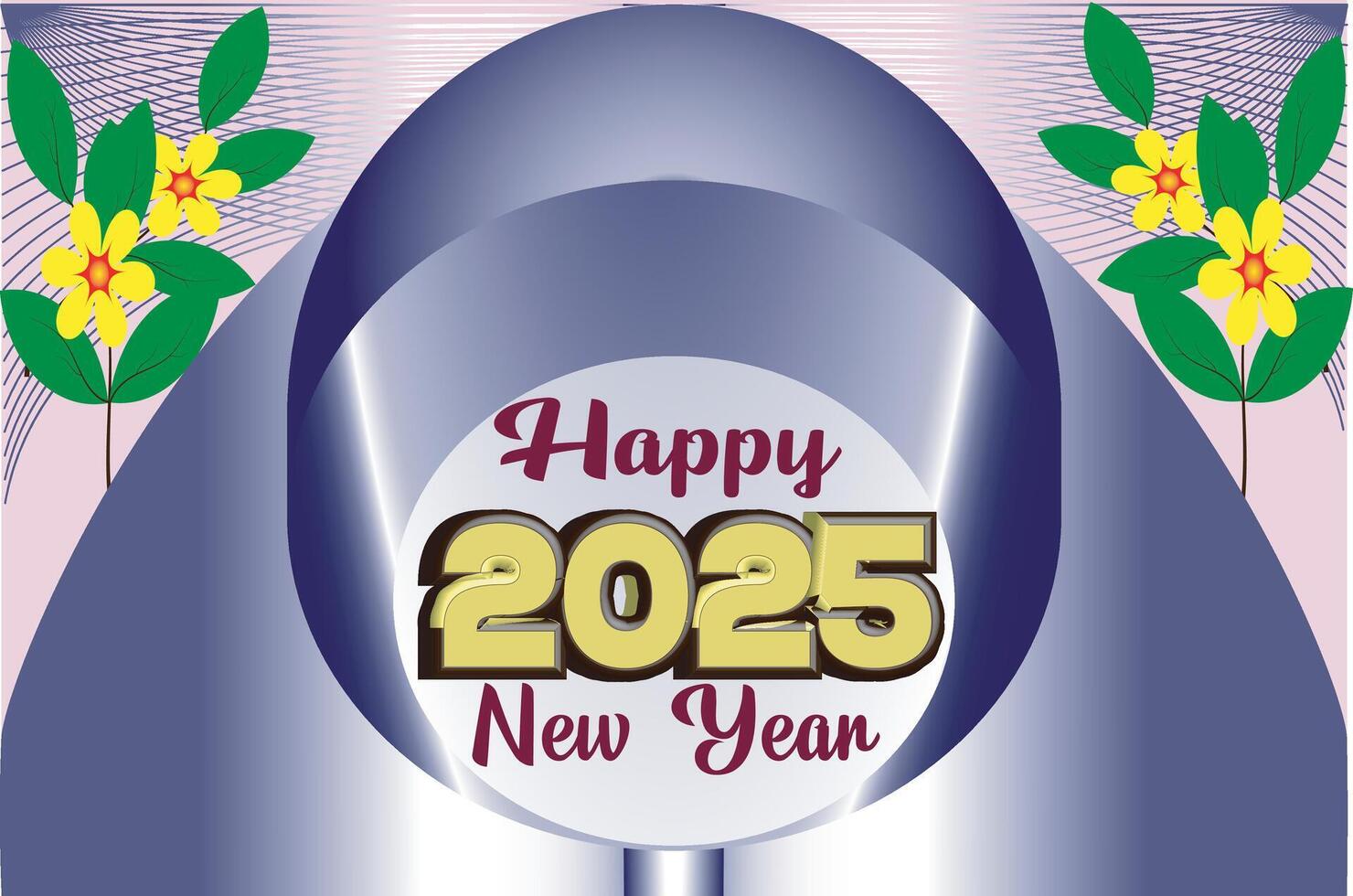 Happy New Year 2025 text design. New 3D design with gradient background vector