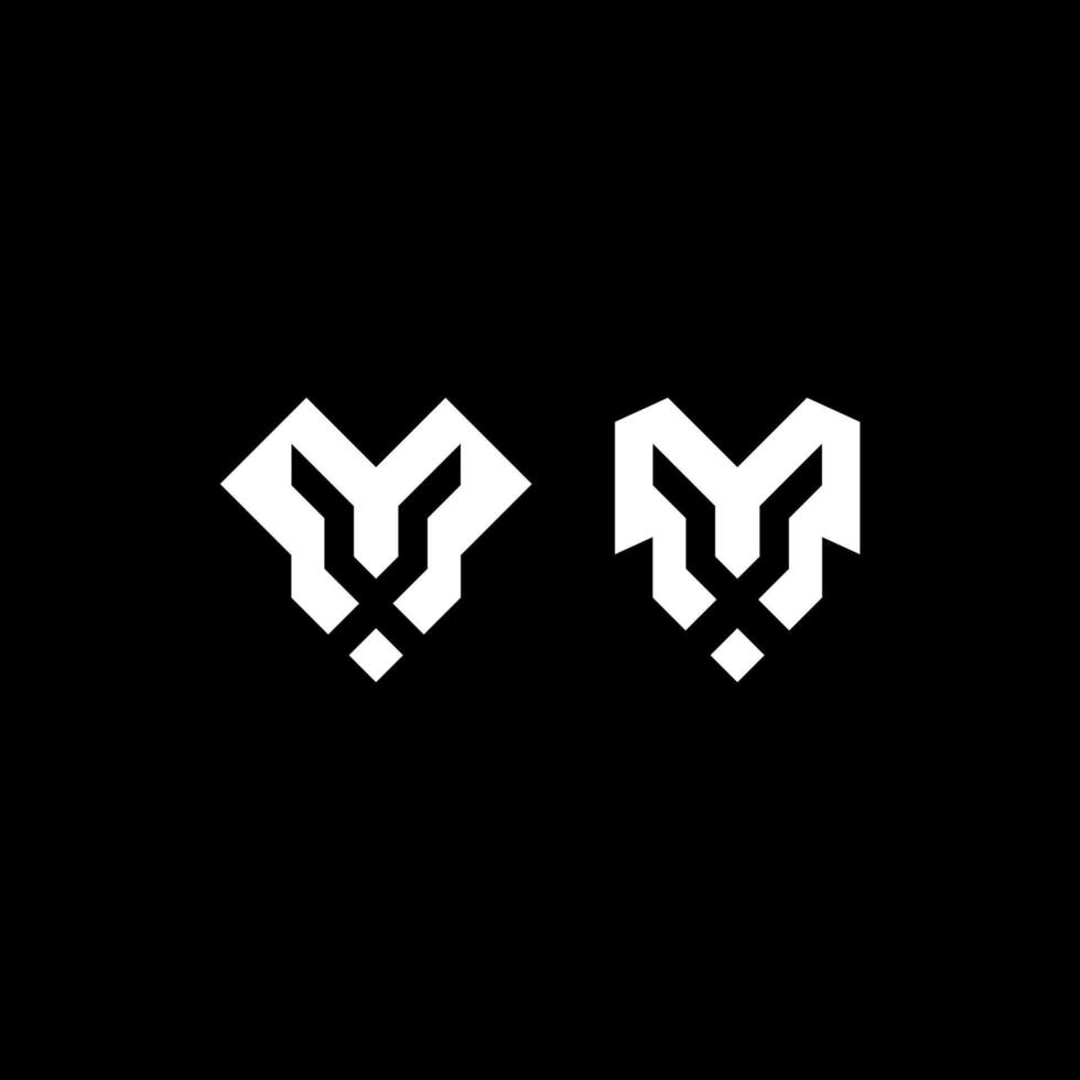 simple modern minimalist geometric black and white lion head logo set vector