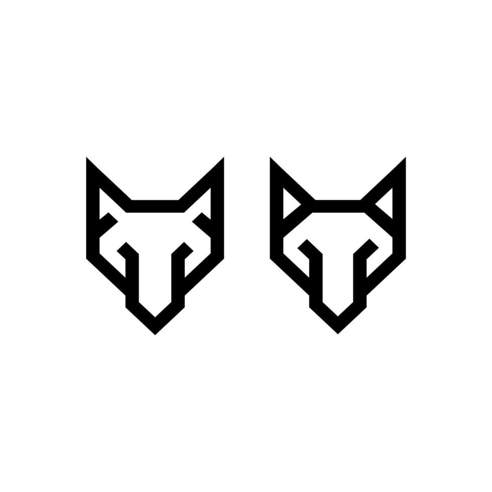 simple minimal flat modern cutout outline fox head logo vector
