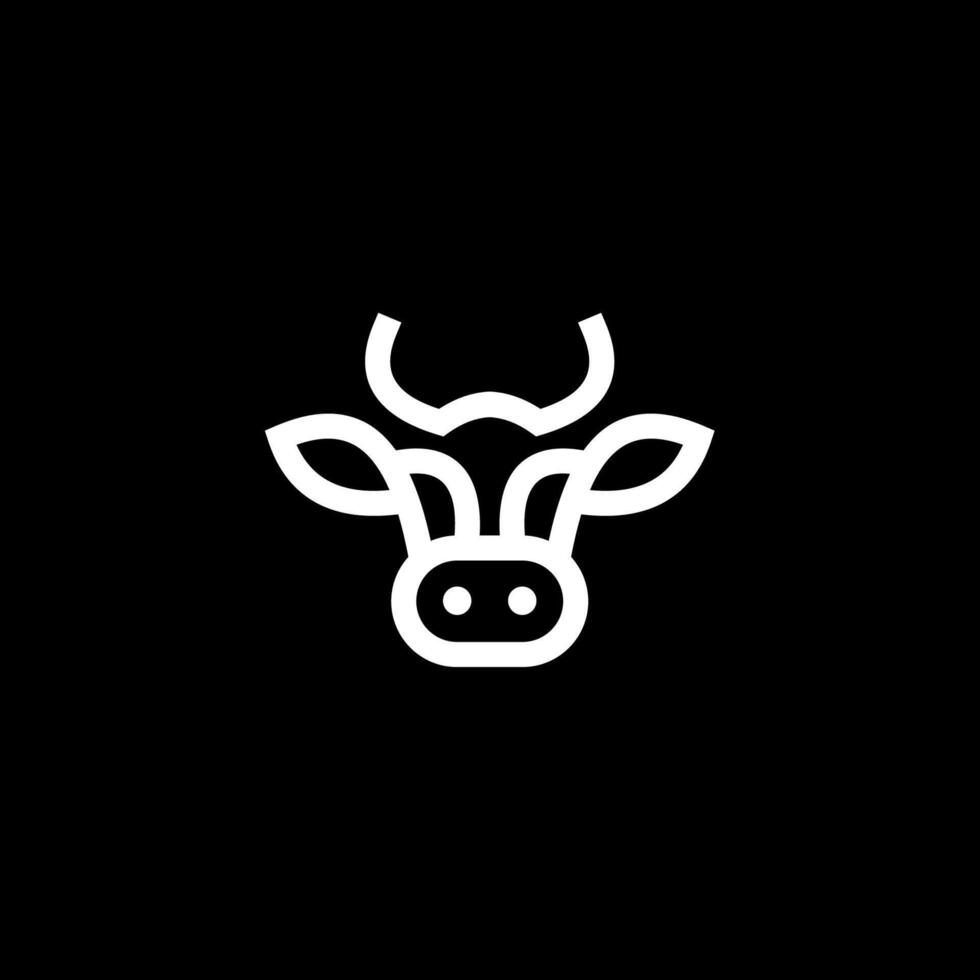 simple minimalist flat bold line modern cow, buffalo or bull head logo vector