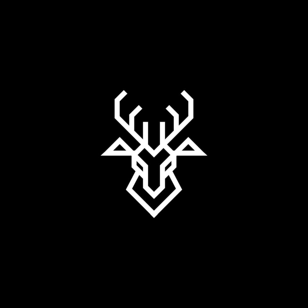 Deer Head logo, with simple minimalist modern bold line geometric style vector
