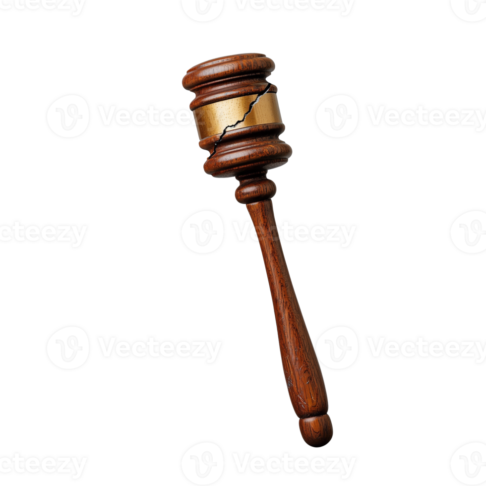 Wooden judge's gavel isolated on transparent background png