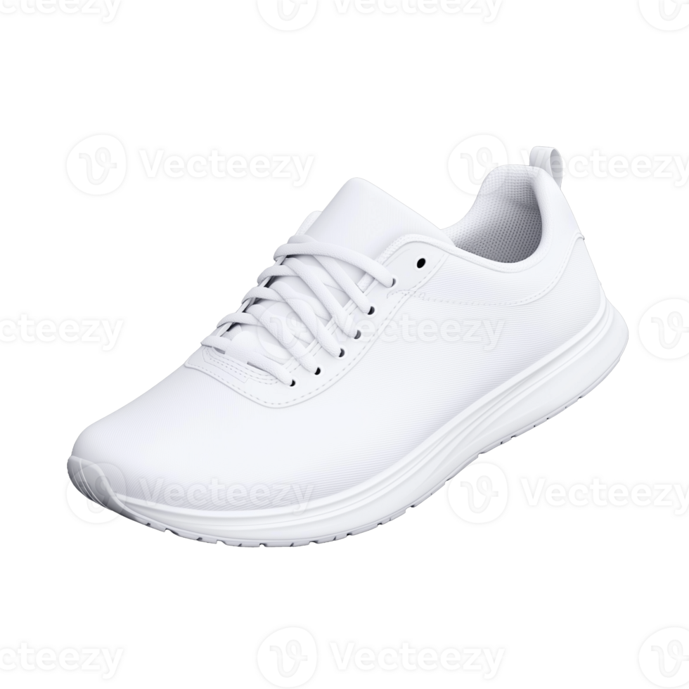 White athletic sneaker with lace up design on a transparent background png