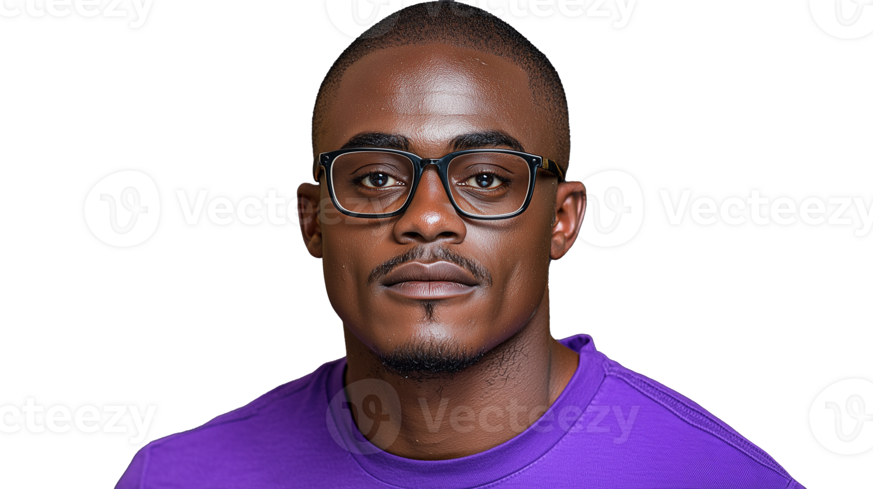 Man wearing glasses with a purple shirt on a transparent background png