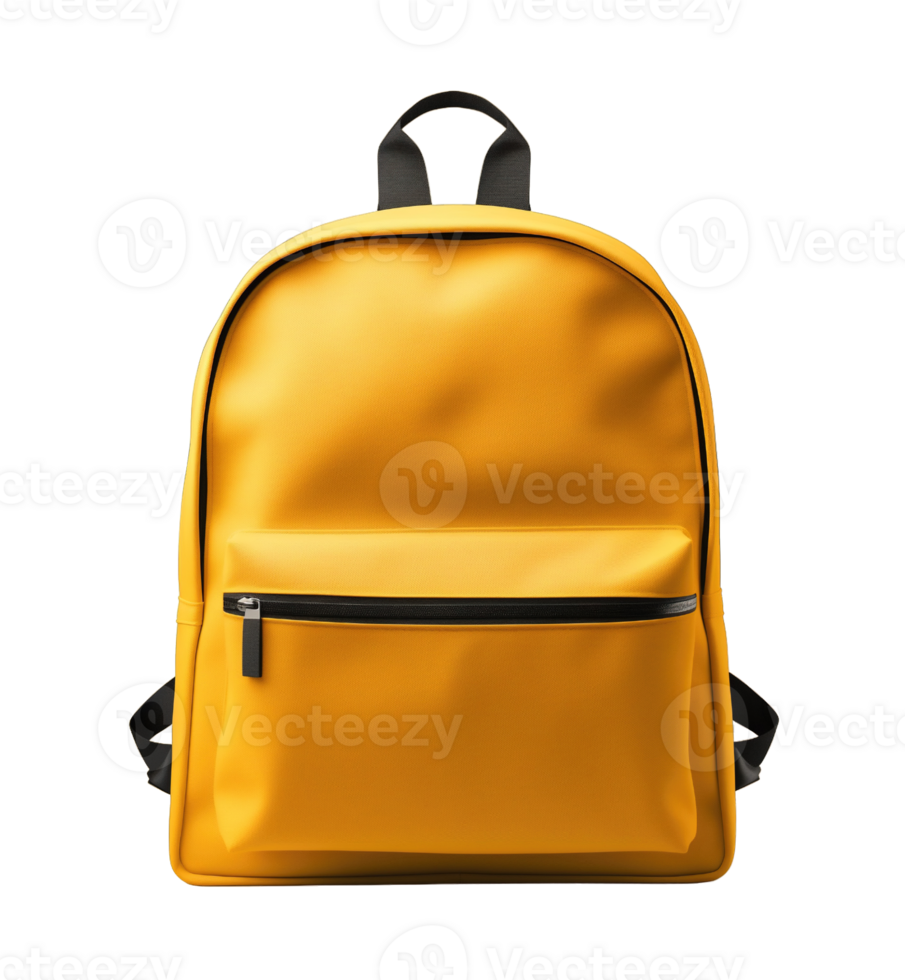 Yellow school backpack isolated on transparent background png