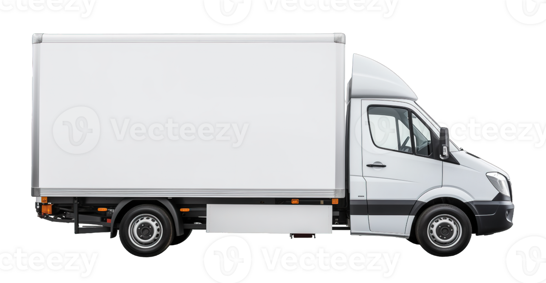 White delivery van isolated on transparent background png