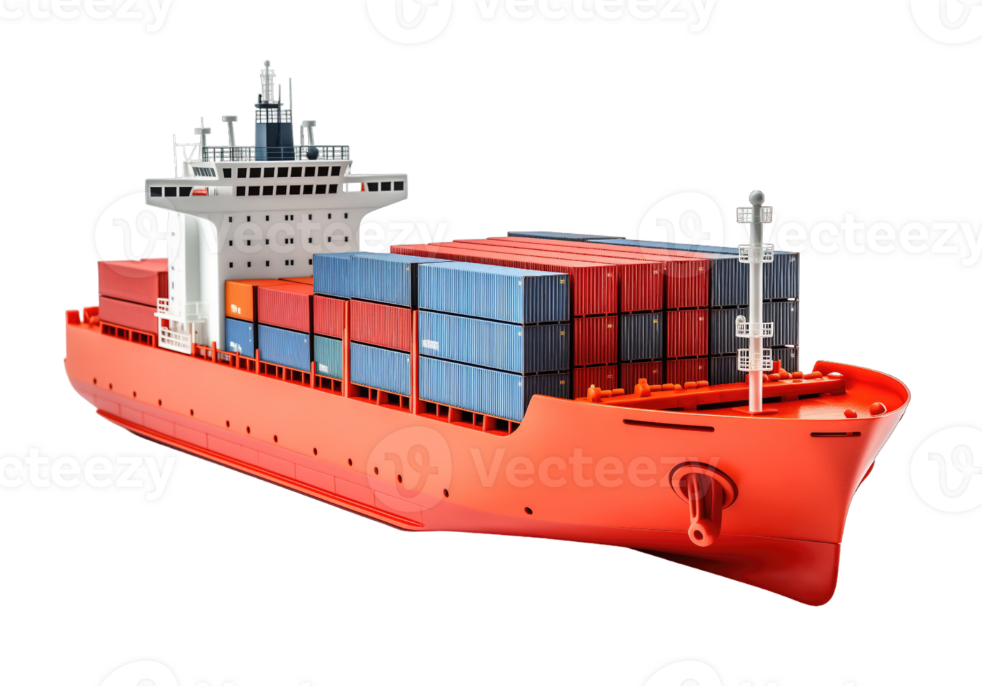 Cargo container ship isolated on transparent background png