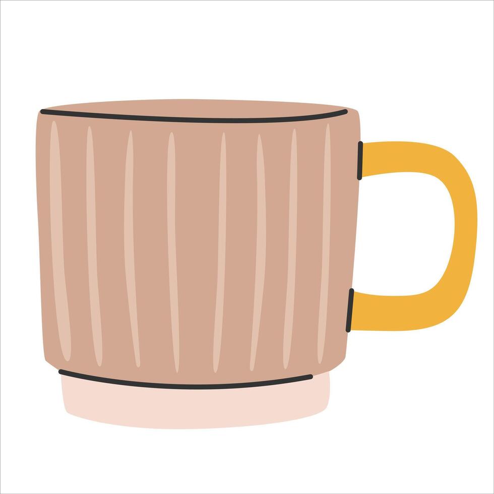 Ceramic tea mug in doodle style. Jewelry design element . Cute fashionable tableware mug symbol isolated on white background. illustration EPS10 vector