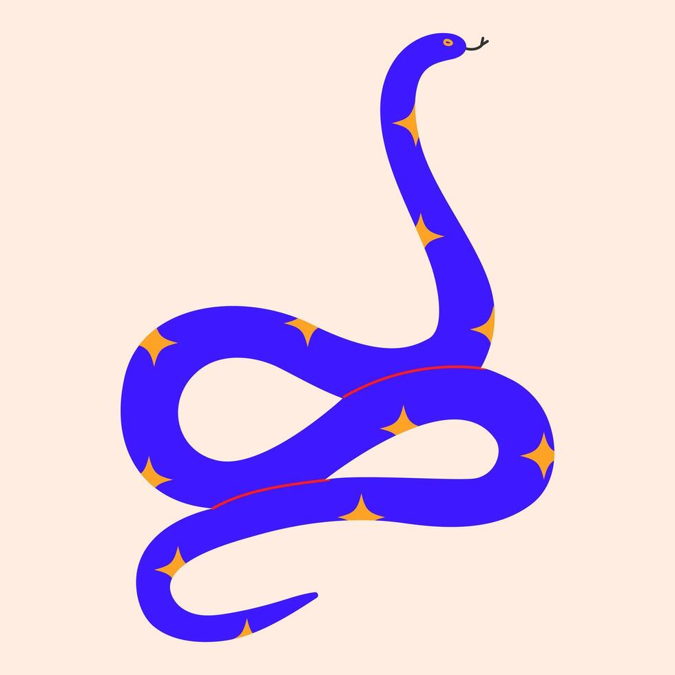Blue Snake isolated.Hand drawn colored snake.Chinese new year symbol.Year of the snake illustration for greeting card, sticker, background. Hand drawn trendy illustration EPS10 vector