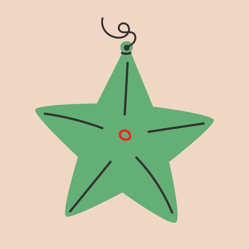 Star shape Vintage christmas ball. Xmas ball isolated. December decoration design in old retro style. Winter holiday adornment, tree decor, toy, ball. illustration EPS 10 vector