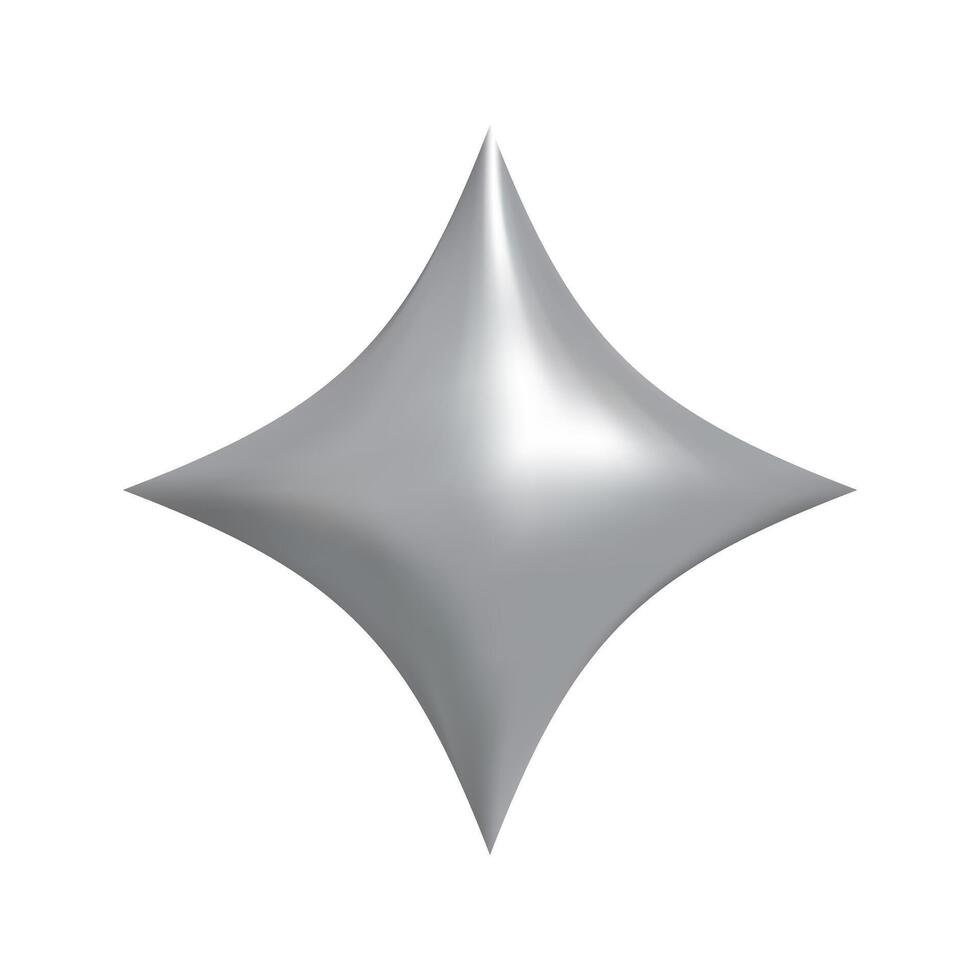 Single Shining silver star emoji.3d style gray metallic star icon,twinkle social media platform symbol on transparent background. illustration EPS 10 vector