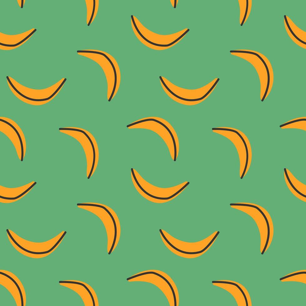 Banana seamless pattern.Yellow fruits on the green background.Good for wallpaper,textile,background,poster,post cards.Food themes Bananas in trendy modern hand-drawn style. illustration EPS10 vector