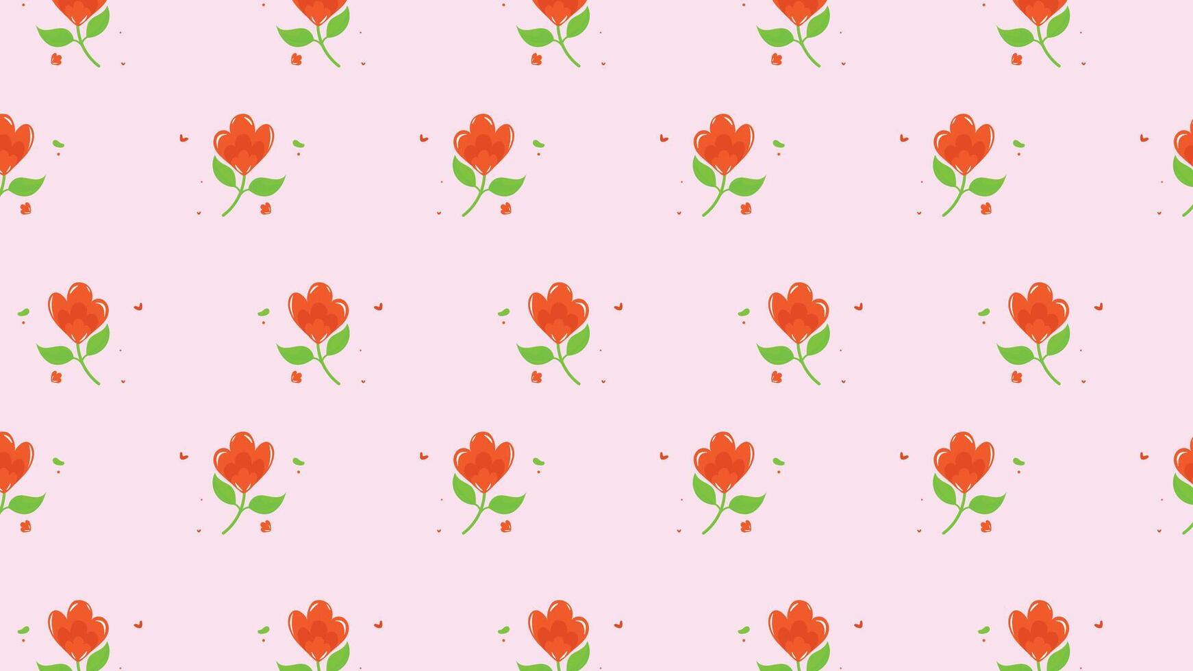 cute orange cartoon flower with leaf seamless pattern in pinky background for fabric print, paper print, social media, party print or any use. flower doodle vector