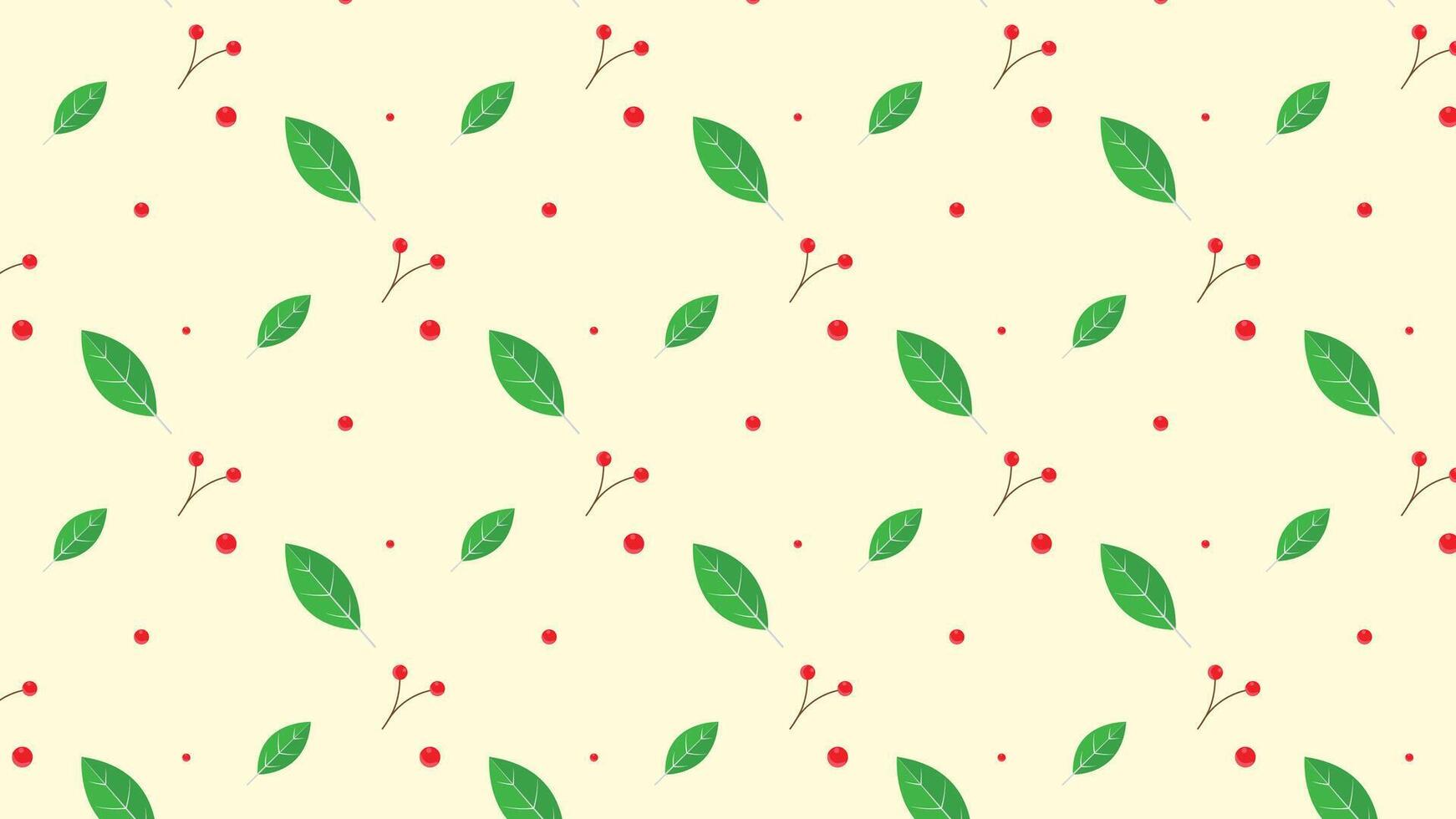 cute red berries with leaf seamless pattern in yellow background for fabric print, paper print, social media, party print or any use. leaf doodle vector