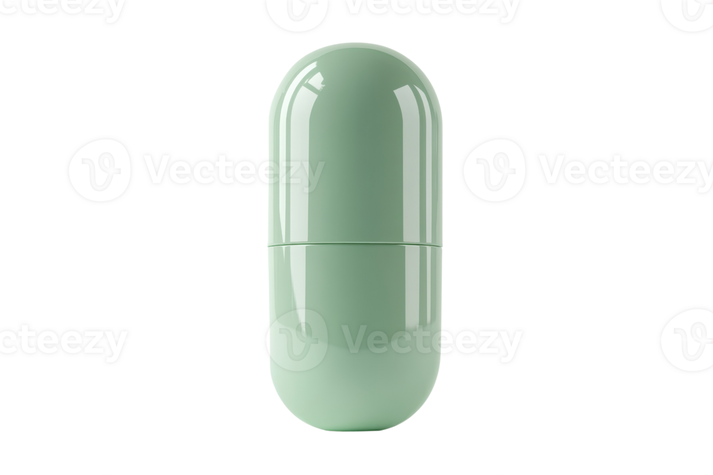 Minimalist green capsule pill isolated on a transparent background. ideal for health, medicine, and pharmaceutical concepts in stock photography. png