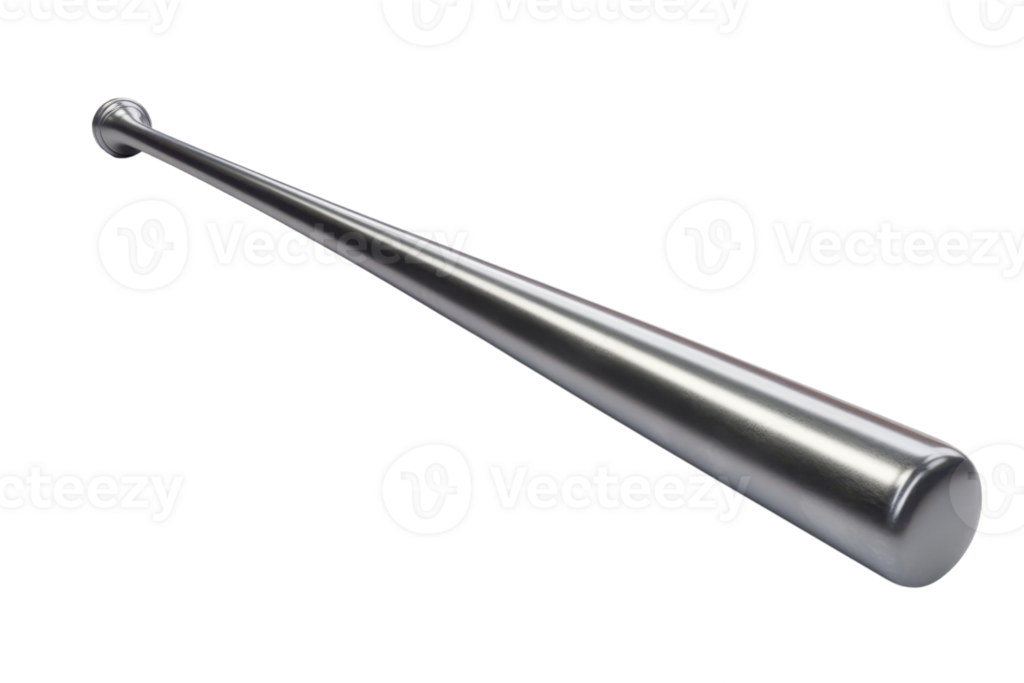 A sleek metallic baseball bat isolated on a transparent background. highlighting its shiny, smooth surface and sleek design. Perfect for sports equipment use. png